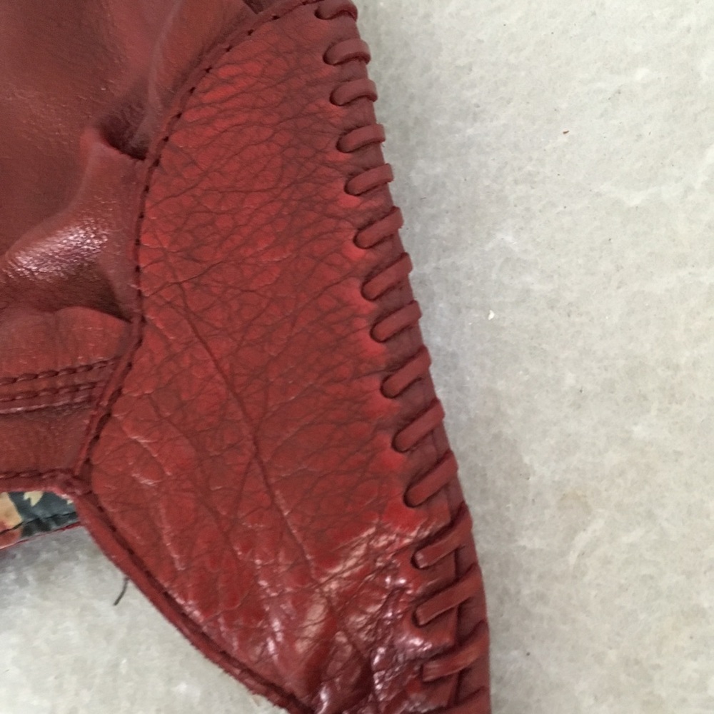 Lucky Brand Leather Hobo Bag Deep Red - Picture 14 of 15